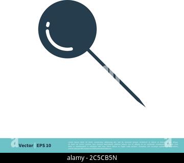 Push Pin Locate of Map Icon Vector Logo Template Illustration Design. Vector EPS 10. Stock Vector