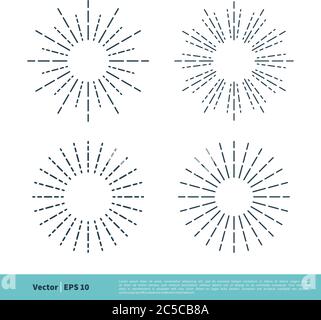 Sunburn Icon Vector, Vintage Sunlight Line Art Logo Template Illustration Design. Vector EPS 10. Stock Vector