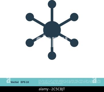 Hub and spoke line icon, linear style pictogram isolated on white. Central database symbol Icon Vector Logo Template Illustration Design. Vector EPS 1 Stock Vector