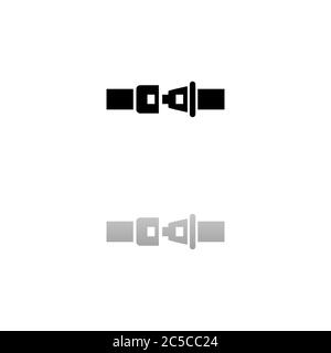 Safety belt. Black symbol on white background. Simple illustration. Flat Vector Icon. Mirror Reflection Shadow. Can be used in logo, web, mobile and U Stock Vector