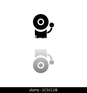 Fire alarm. Black symbol on white background. Simple illustration. Flat Vector Icon. Mirror Reflection Shadow. Can be used in logo, web, mobile and UI Stock Vector