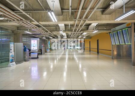 BANGKOK, THAILAND - CIRCA JANUARY, 2020: interior shot of Suvarnabhumi Airport. Suvarnabhumi Airport is one of two international airports serving Bang Stock Photo