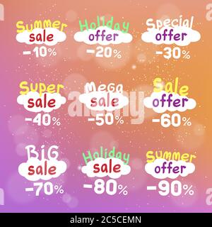 summer sale discount label set Stock Vector