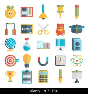 Flat style, education and e-learning vector illustrations Stock Vector