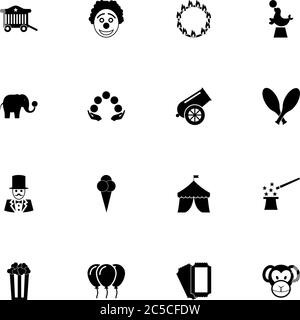 Circus icon - Expand to any size - Change to any colour. Perfect Flat Vector Contains such Icons as clown, cannon, monkey, elephant, fur seal, magicia Stock Vector