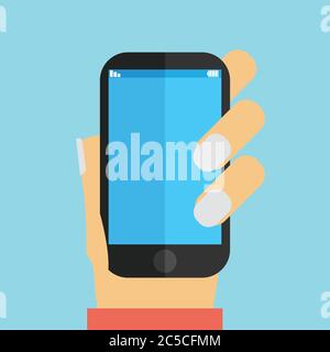 hand holding cell phone Stock Vector