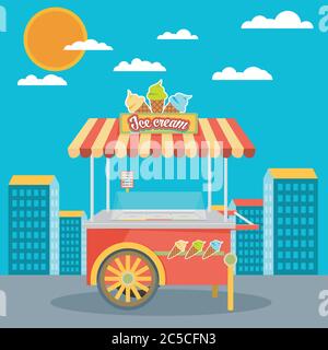 Ice cream cart. Cartoon street food icon Stock Vector Image & Art - Alamy