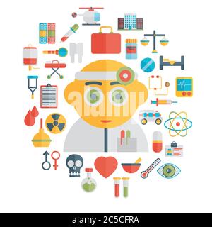Doctor and medical tools : Flat Illustration Stock Vector