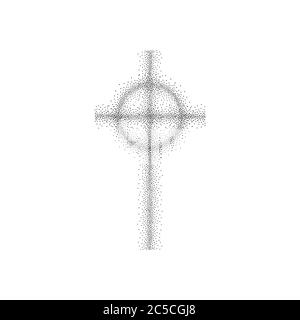 dotted christian cross. Stock vector illustration isolated on white background. Stock Vector