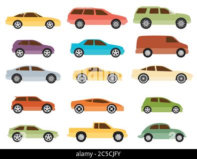 15 cars icon set. Transportation. Vector illustration Stock Vector