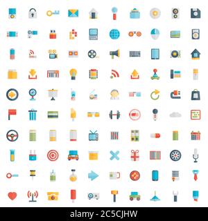 Set of 100 vector social media icons. Flat design - part 1 - vector icons Stock Vector