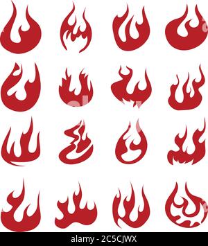 Fire flames, set icons, vector illustration Stock Vector