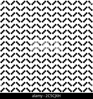 Seamless dots zigzag pattern. Abstract black and white background. Vector minimal regular texture Stock Vector