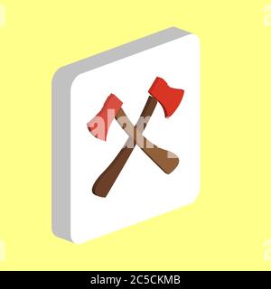 Two Crossed Axes Simple vector icon. Illustration symbol design template for web mobile UI element. Perfect color isometric pictogram on 3d white squa Stock Vector