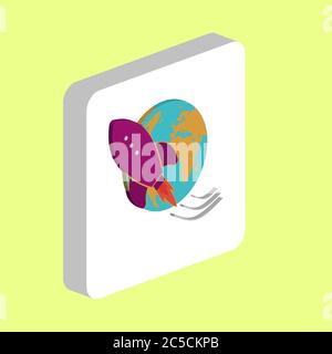 Space Ship Rocket Simple vector icon. Illustration symbol design template for web mobile UI element. Perfect color isometric pictogram on 3d white squ Stock Vector