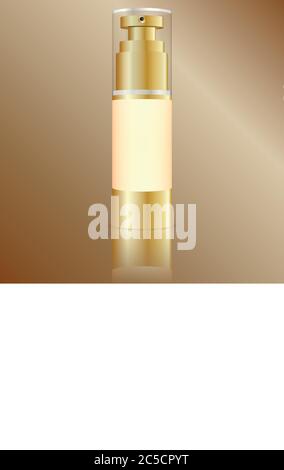 Cosmetics bottle for skin care product. Moisturizer mock up vector illustration. Packaging, Isolated on background. Stock Vector