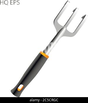 Gardening tools rake. Professional cultivating equipment vector illustration. Isolated on white background. Stock Vector