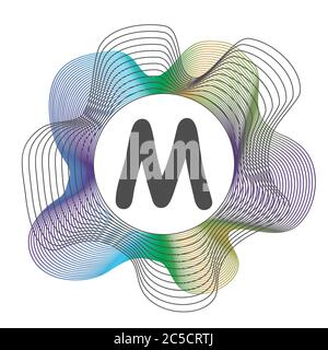 Monogram color vector frame. Logo design. Abstract letter guilloche frame Stock Vector