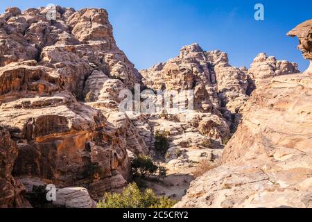 The canyon of Siq Al-Barid or Little Petra in Jordan Stock Photo