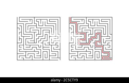 Labyrinth maze game set for children. Second level puzzle