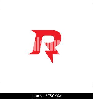 Letter R Initial Logo Design Template. Alphabet Thunder Logo Concept. Hot Red Color Theme. Isolated On White Background Stock Vector