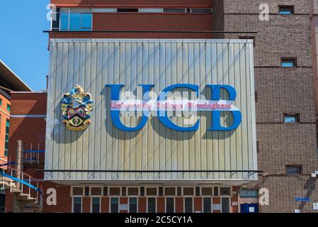 Large University College Birmingham sign on the campus in Summer Row, Birmingham city centre Stock Photo