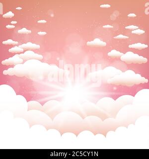 sun behind the clouds summer background Stock Vector