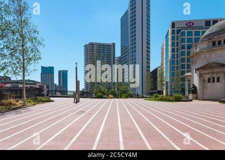 Quiet recently refurbished Centenary Square in Birmingham city centre, UK Stock Photo