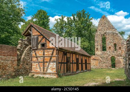 Ruins of the historical Lindow abbey in Brandenburg, Germany Stock Photo