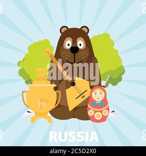 Set of Russia-themed design elements Stock Vector