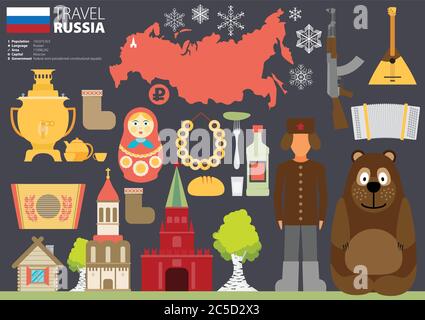 Set of Russia-themed design elements Stock Vector