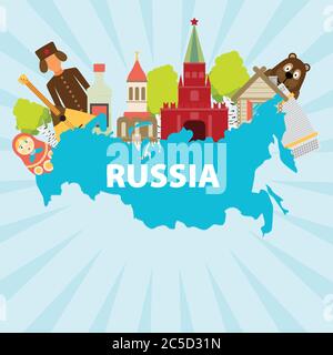 Set of Russia-themed design elements Stock Vector