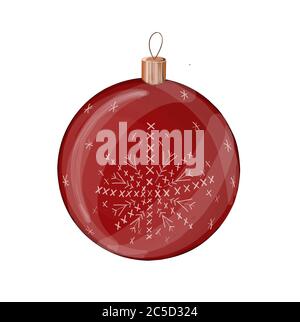 Christmas ball. Christmas toy. Decoration for the Christmas tree. red christmas ball Stock Vector