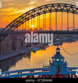 Newcastle & Gateshead quaysides at dawn, newcastle upon tyne, tyne & wear, England, United Kingdom