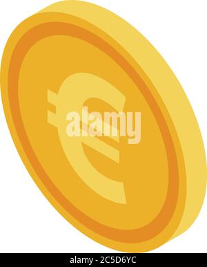 Euro fake coin icon, isometric style Stock Vector