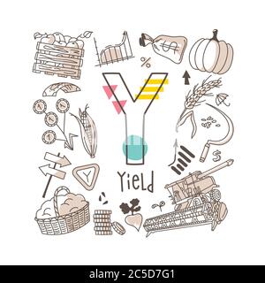Letter Y - Yield, cute alphabet series in doodle style, vector illustration Stock Vector
