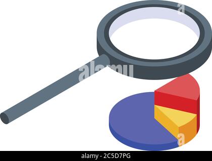 Reporter magnifier pie chart icon, isometric style Stock Vector