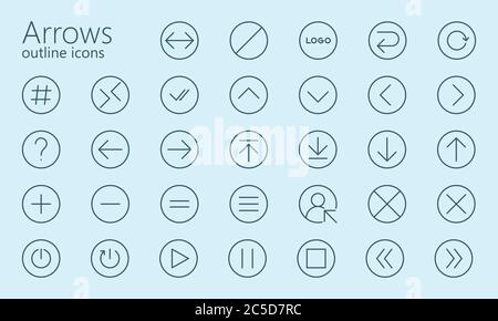 Outline iconset. Was created with grids for pixel perfect if use minimal icon size 128x128px. Stock Vector