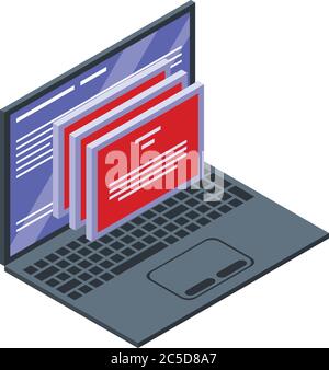 Fraud laptop computer icon, isometric style Stock Vector