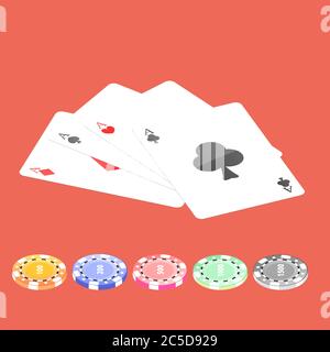 Flat poker table. Flat Poker table isometric Stock Vector