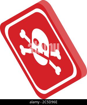 Fraud skull sign icon, isometric style Stock Vector