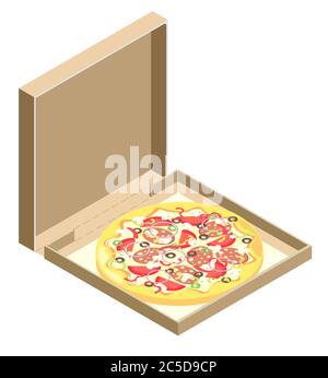 Isometric icon of Italian pizza Stock Vector