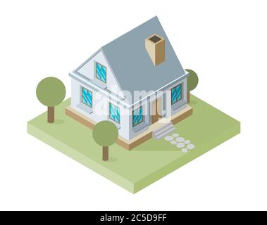 Isolated isomatic small house, Vector Property Set Stock Vector