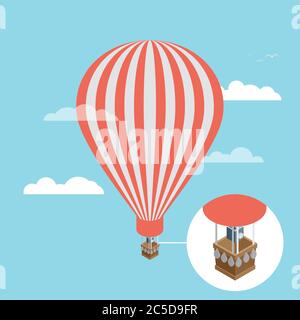 Isometric air balloon Stock Vector