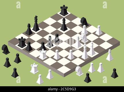 chess isometric. game isometric series Stock Vector