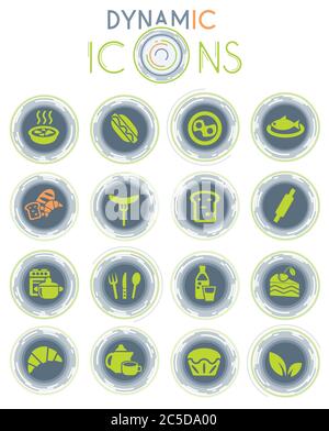 food and kitchen dynamic icons Stock Vector