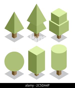 trees set. 3d isometric vector Stock Vector
