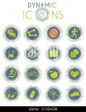 fitness dynamic icons Stock Vector