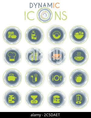 food and kitchen dynamic icons Stock Vector