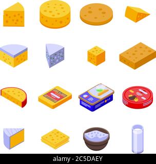 Cheese icons set, isometric style Stock Vector